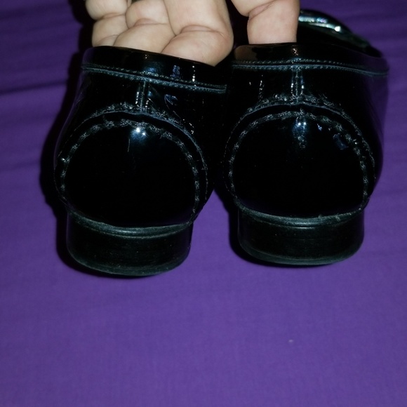 Stewart Weitzman black pattern leather flats Sz 8 - Picture 4 of 8